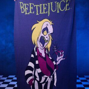 Cakeworthy Beetlejuice Cartoon Woven Knit Throw Blanket Halloween NEW